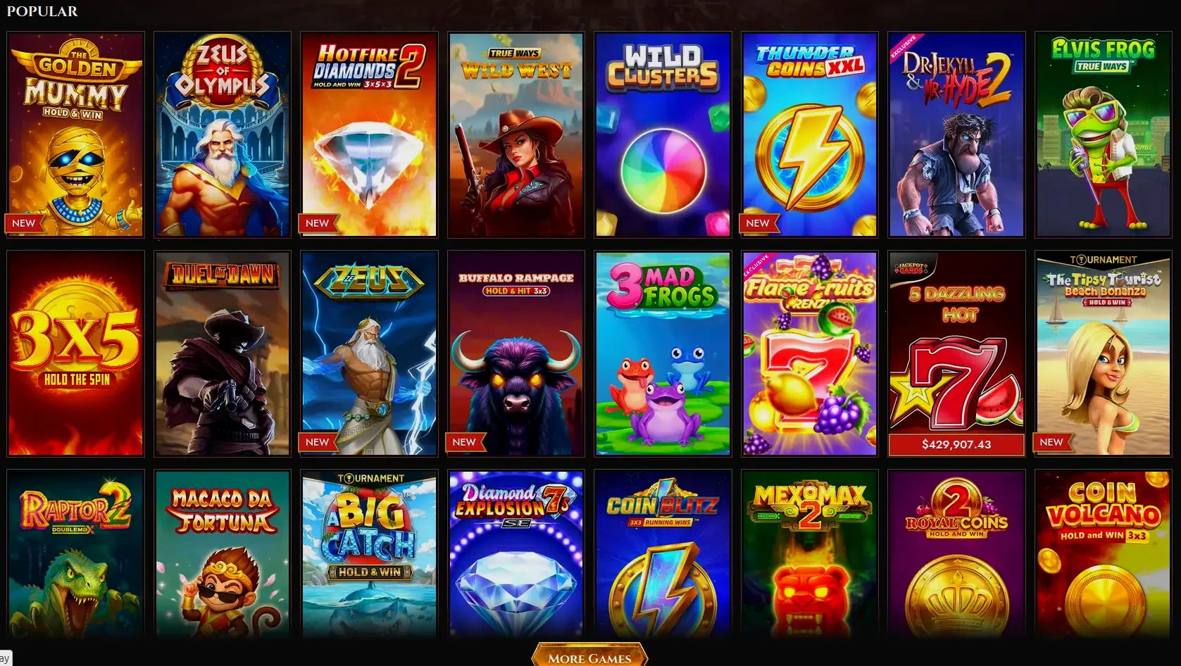 Players Palace casino rewards dashboard showing VIP tier progress and cashback percentages